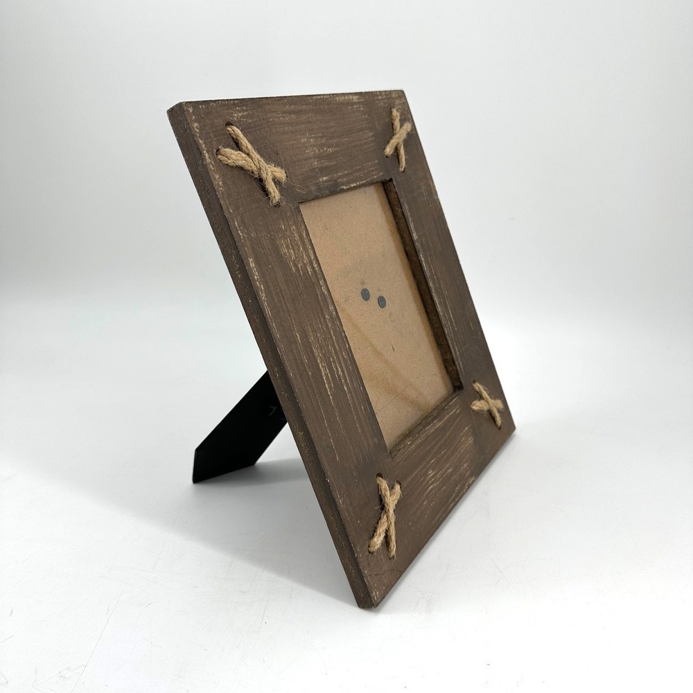 Sheffield Home Rustic 4x6 Wood Photo Frame Rope Tabletop Display Farmhouse
